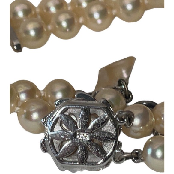 Vintage Majorica Double Strand Pearl Bracelet Sterling Silver With Original Box - Picture 4 of 5